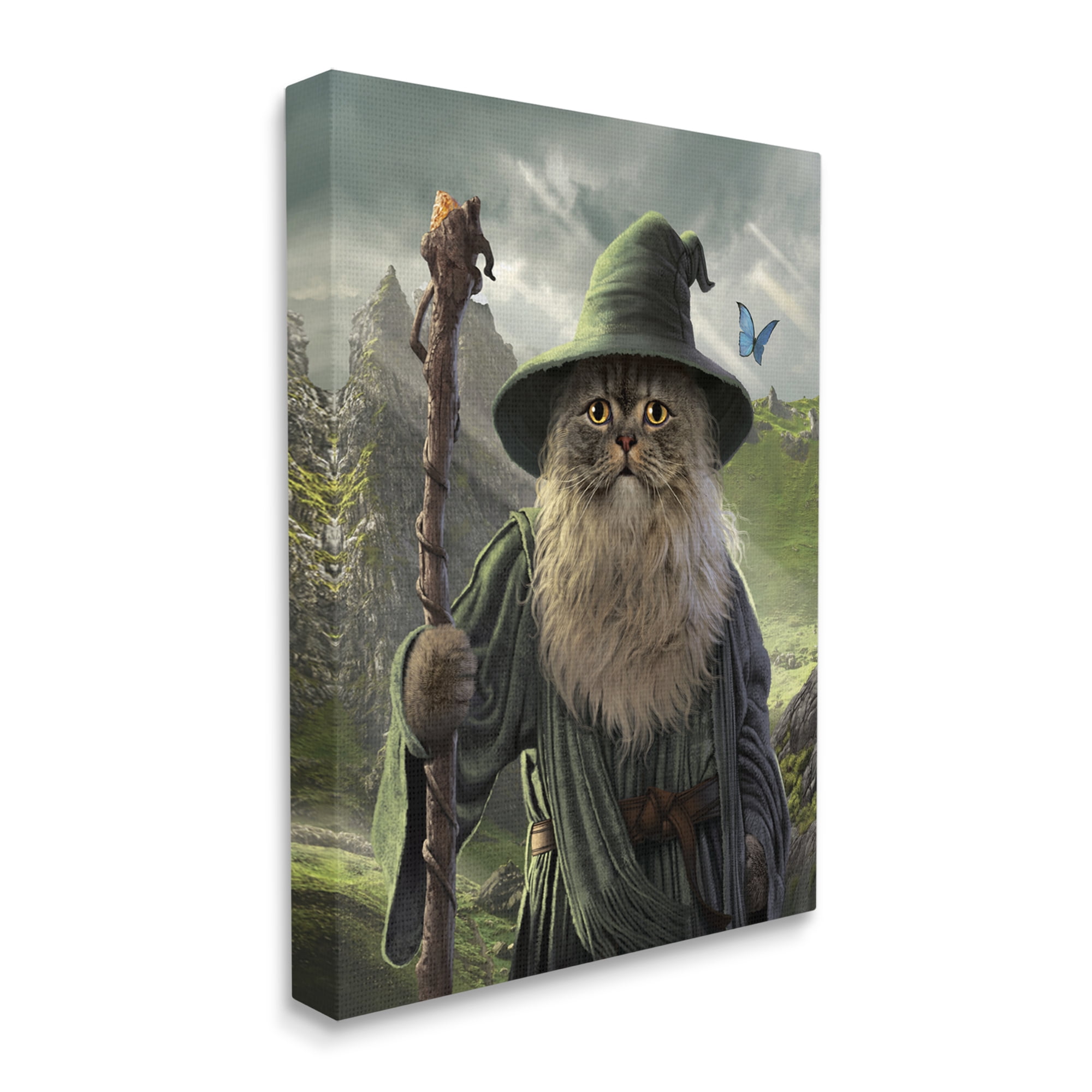 Stupell Industries Fantasy Wizard Cat Animals & Insects Painting Gallery Wrapped Canvas Art Print Wall Art, 24 x 30