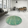 thumbnail image 3 of Ahgly Company Indoor Round Abstract Dark Sea Green Abstract Area Rugs, 3' Round, 3 of 6