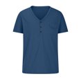 thumbnail image 6 of Homenesgenics Mens Shirts Men Tops T Shirts for Man Fashion Men Casual Button Solid Color Short Sleeve-Neck Blouses Shirts Blue XXL, 6 of 6