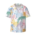 thumbnail image 2 of Lsque Zebra Colourful print Men's Cuban Collar Short Sleeve Shirt Summer Beachwear Casual Button Down Fashionable Vacation Leisure Shirt-Large, 2 of 7