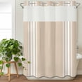 thumbnail image 3 of Beige Striped No Hook Shower Curtain Waterproof,Bathroom Curtains with Snap in Liners and See Through Top Window,Farmhouse Luxurious White Stripes Modern Abstract Art Bathtub Curtains 60"Wx72"L, 3 of 8
