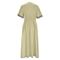 thumbnail image 5 of Gamivast Dresses for Women Linen Short Sleeve V-Neck Twist Front Maxi Dress Loose Fit A-Line Long Dress with Pockets Casual Resort Vacation Beach Dress Yellow XL, 5 of 6