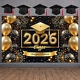 thumbnail image 3 of Gold Glitter Congrats Grad Banner Dark Blue Graduation Backdrop 3D Lettering Red Ribbon 2026 Grad Display for Graduation Parties High School Graduations College Graduations, 3 of 5