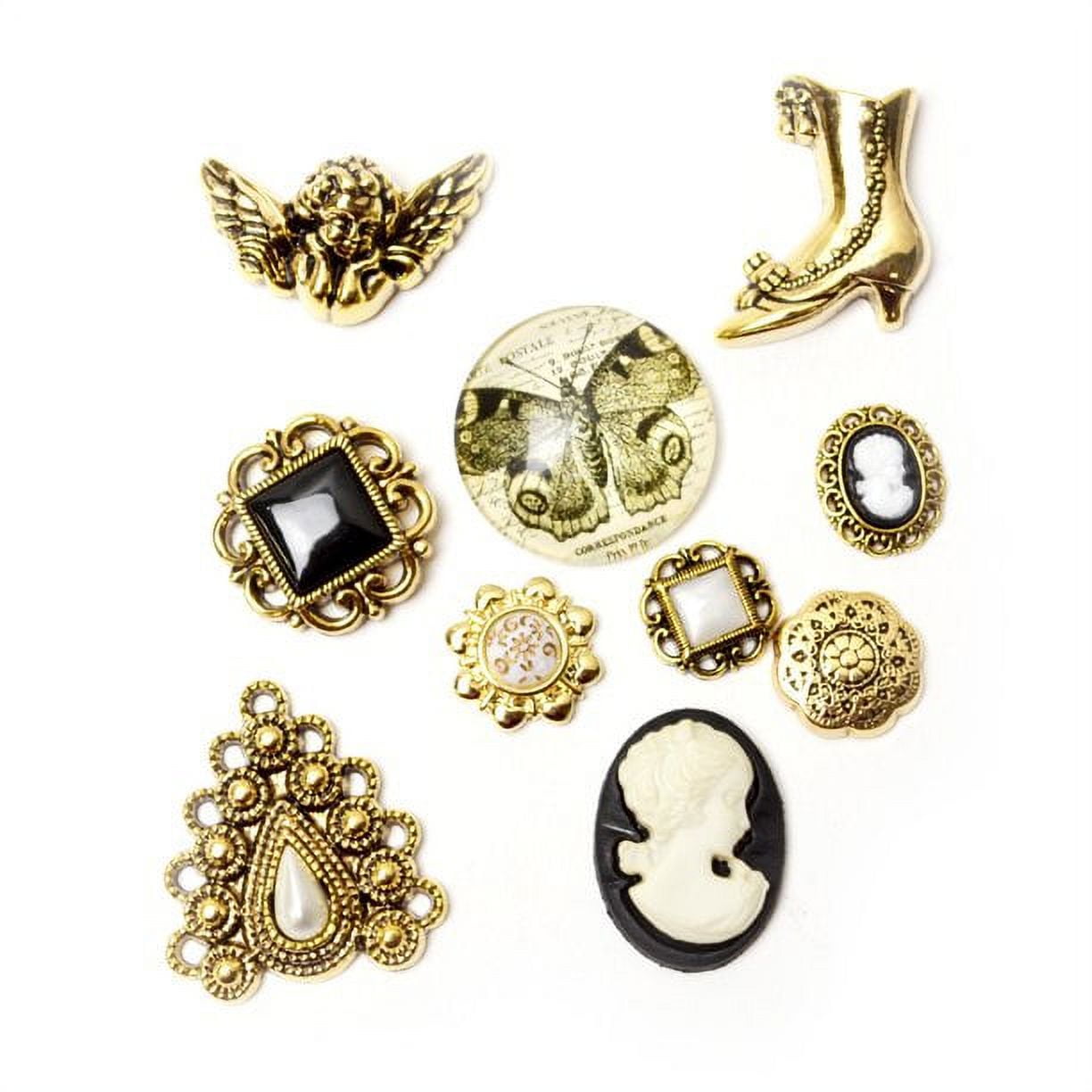 Dress It Up, "Timeless Treasures", Victorian Craft & Sewing Fastener Buttons, Gold, Plastic