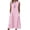 #0251-Pink, variant on Uootdi Midi Dresses for Women Crew Neck Asymmetric Hem Button Decor 3/4 Sleeve Loose Fit Lightweight Summer Dresses Casual Dresses Weekend Style Outfit Gift