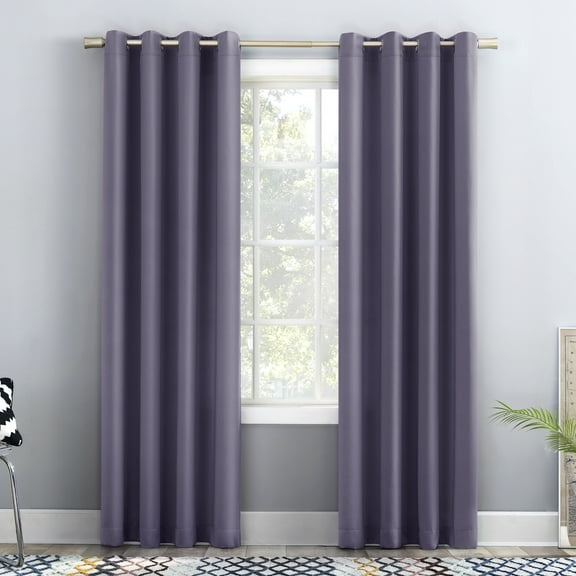 Sun Zero Gramercy 1-Piece Room Darkening Grommet Curtain Panel, 54"X95", Lavender
