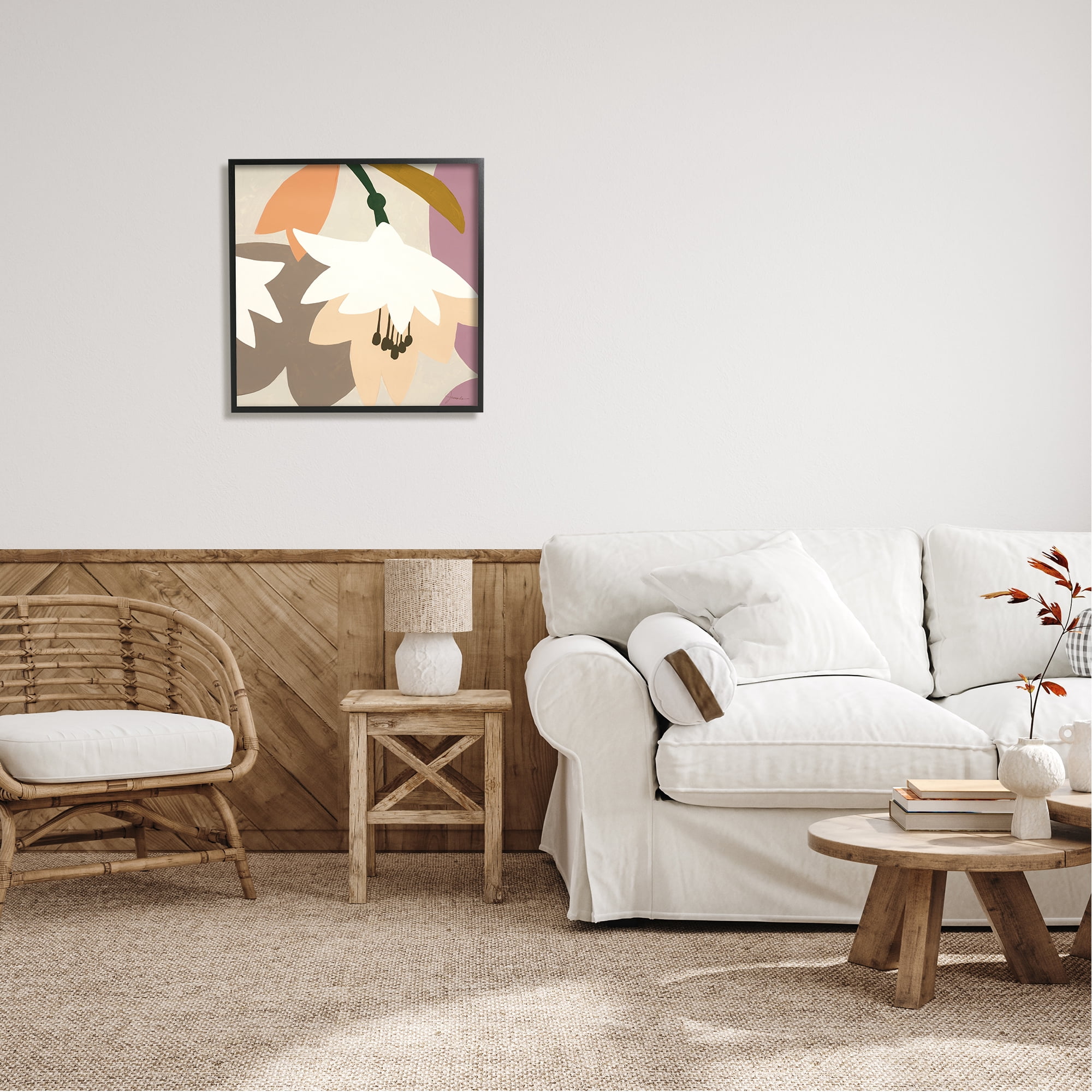 Stupell Industries Modern Pastel Tulips Abstract Painting Black Framed Art Print Wall Art, 24 x 24