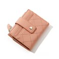 thumbnail image 1 of Cartera pequeña para mujer, cartera para tarjetas de crédito con ventana de identificación y bolsillo con cremallera, cartera plegable de piel sintética para regalar, viajes (rosa), 1 of 5