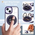 thumbnail image 6 of Xpression Cover for Apple iPhone 15 Pro Max (6.7") Transparent Hard PC Magnetic Ring Stand, Colorful Hybrid Frame Bumper [Support Car Mount] Phone Case - Clear + Purple, 6 of 10