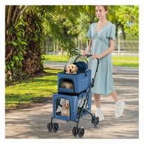 Double Pet Stroller 3-in-1 Dog Cat Stroller with Detachable Carriers - Foldable Travel Carrier & Car Seat for Small Medium Pets