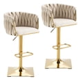 thumbnail image 2 of Homefun Velvet Bar Stools Set of 2,Modern Height Adjustable Swivel Barstools Counter Chairs with High Back & Gold Metal Base, 2 of 9