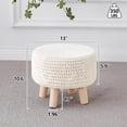 thumbnail image 5 of Pouf Ottoman, 100% Cotton Knitted Boho Footstool, Round Footrest with Non-Skid Wood Legs, Home Décor Handmade Pouffe, Leisure Floor Step Stool for Living Room (Beige), 5 of 7