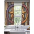 thumbnail image 4 of Sheer Curtain Panels Texas Stars Country Rod Pocket Voile Window Curtains Vintage Wood Grain Window Treatments Ligh Filtering Privacy Curtain Drapes for Bedroom Living Room 2 Panel Set 72 Inch, 4 of 9
