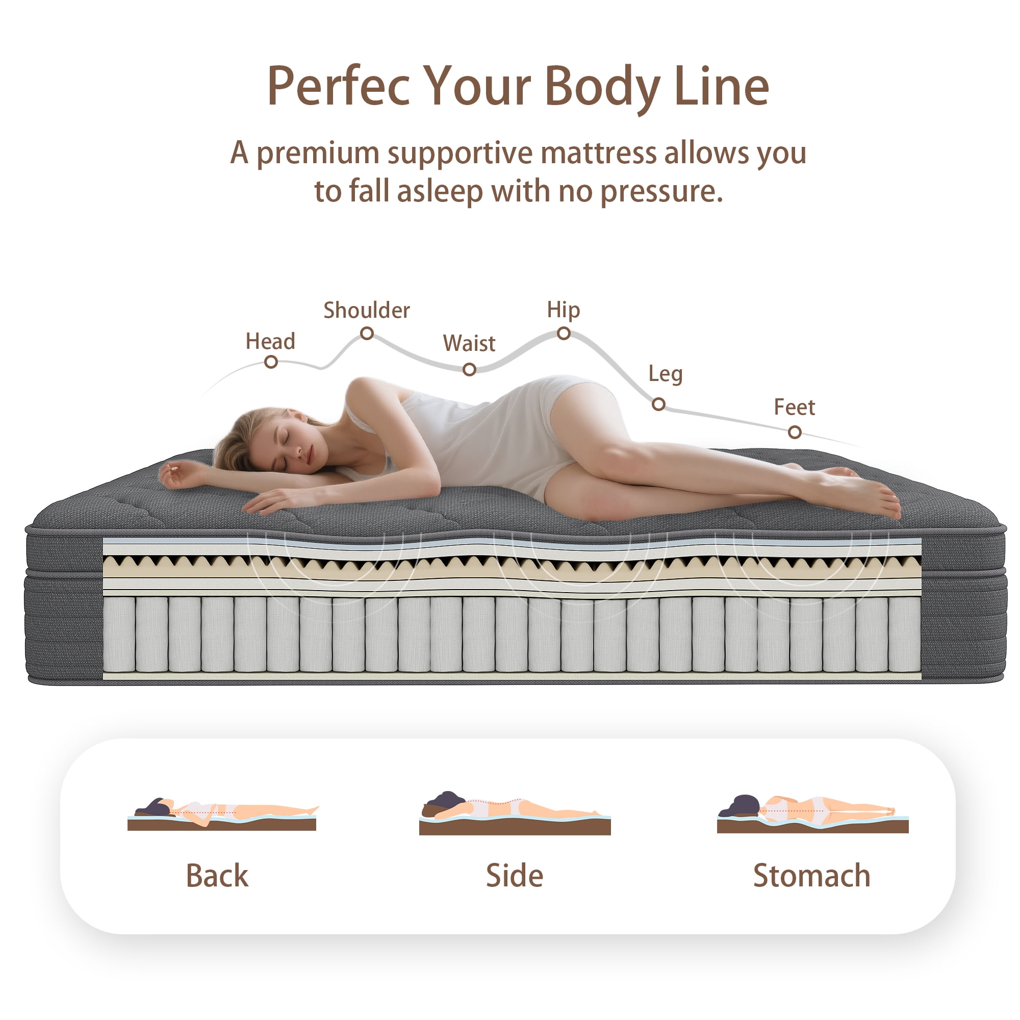 CICIMLU 14 inch Full Mattress ,Gel Memory Foam Hybrid Mattress in a Box, Innerspring Mattress Supportive & Comfortable for Restful Sleep