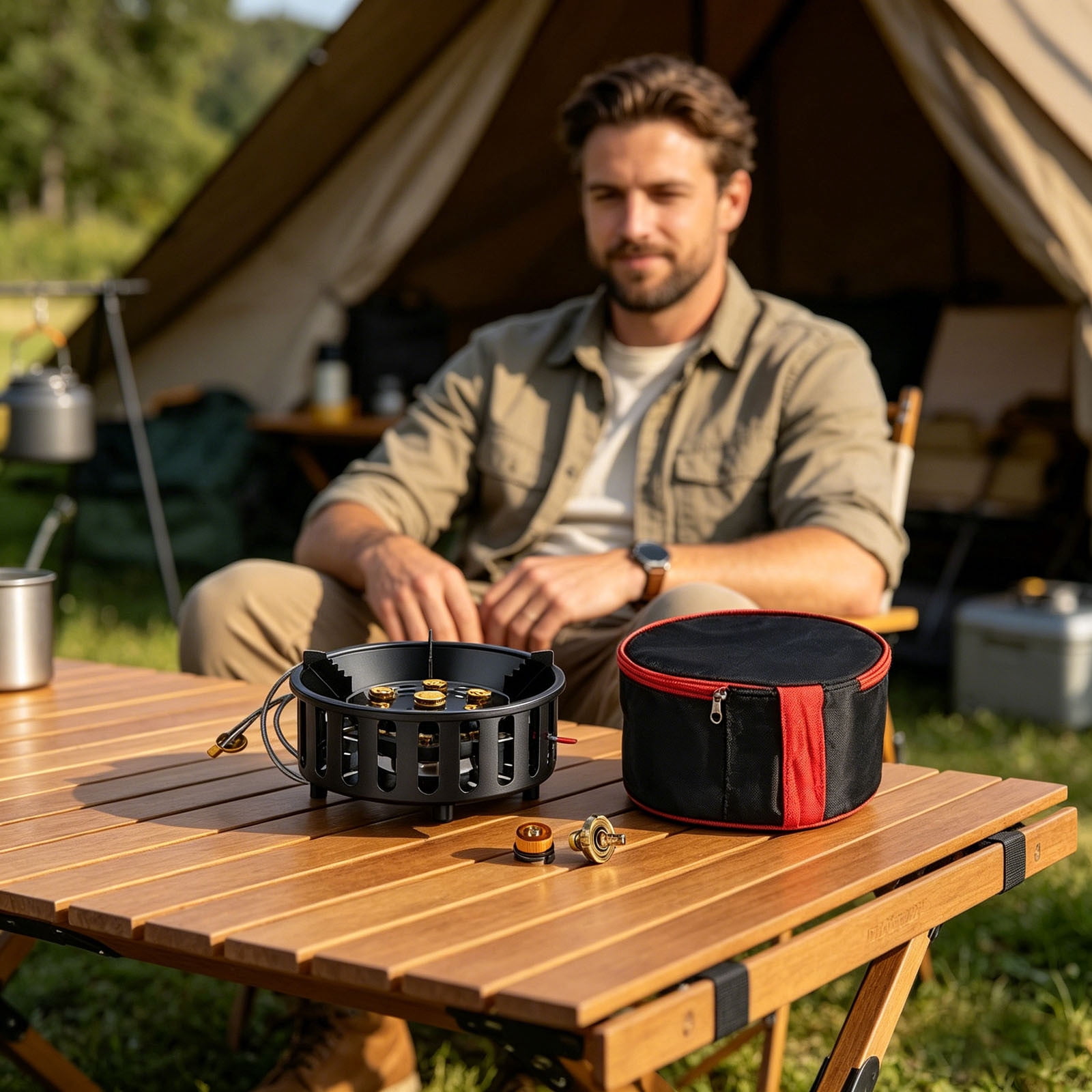 Ton Portable Butane Camping Stove with Case: Portable Ignition, Precise Heat Control - Camping & Tailgating and Outdoor Cooking,Black