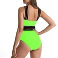 thumbnail image 4 of Ndbuld One Piece Swimsuit Women Criss Cross Back Color Block Print Bathing Suits Athletic Modest Swimwear on Clearance Green L, 4 of 4