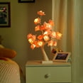 thumbnail image 2 of Lámpara de escritorio con forma de árbol de bonsái y rosas, 24 luces LED, funciona con pilas, luz decorativa para sala de estar y dormitorio, 2 of 7