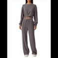 thumbnail image 3 of Conjunto de Chándal de 2 Piezas para Mujer: Sudadera Corta con Parte Delantera y Pantalón Deportivo de Pierna . Conjunto de Estar por Casa. Gris XXL, 3 of 8