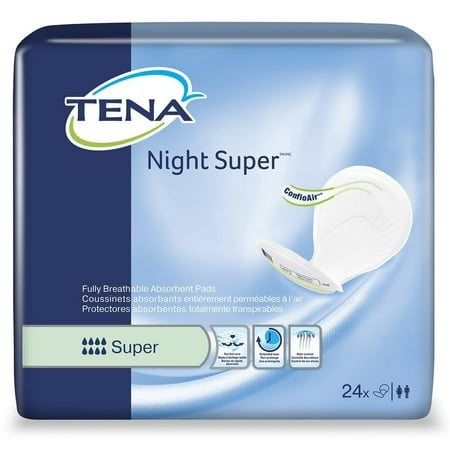 TENA Night Super Bladder Control Pad 62718 One Size Fits Most Pack of 24,