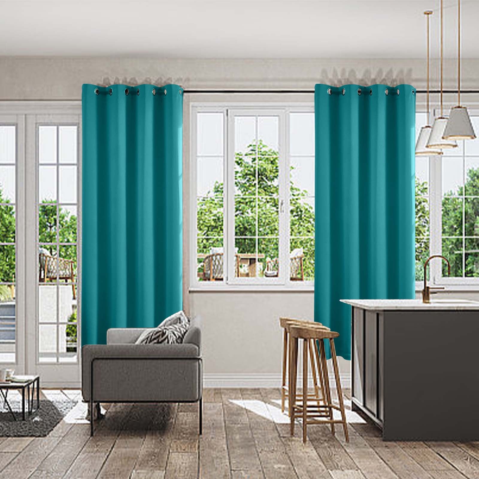Blackout Curtains 84 Inch Length 2 Panels Set, Thermal Insulated Long Curtains& Drapes 2 Burg, Room Darkening Grommet Drapes for Living Room Bedroom Window (W52 x L84 Inch, Cyan) Spring Sale 2025