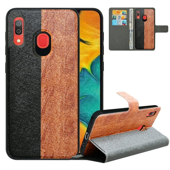 Labanema Samsung Galaxy A30 2019 /A20 2019 Case with Kickstand, 2 in 1 Detachable Magnetic Protective Folio Flip Cover for Samsung Galaxy A30 2019 /A20 2019 (Black Brwon)