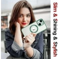 thumbnail image 5 of Transparent Electroplated for iPhone 13 Case [Never Yellow] Plating Gold Bumper Shockproof Protective Slim Phone Case Compatible with MagSafe for Women Girls Men-Green, 5 of 11