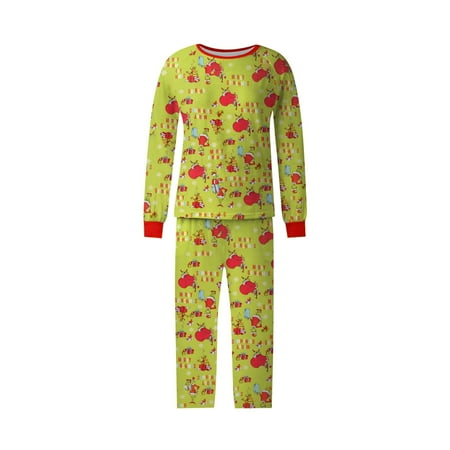 

Clearance Before Christmas！Gotyou Family Grinch Pajamas Family Matching Sets Pajamas Loungewear Outfits Family Matching Long Sleeve Tops+Pants Set