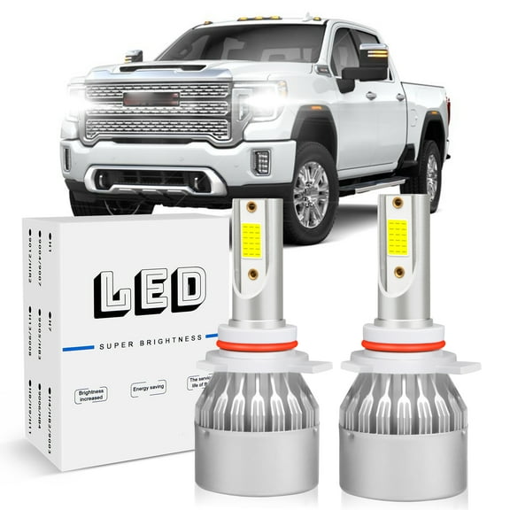 For 2014 2015 GMC Sierra 1500 LED Headlight 9012 High Low Beam  Bulbs 6500K Cool White IP68 Waterproof，Pack of 2