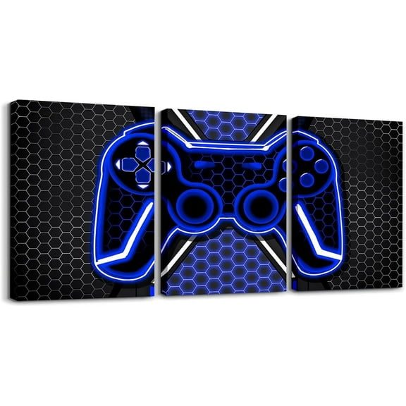 Hieng Gamer Canvas Wall Art for Living Room Red and Black Picture Wall Decor Gaming Ombre Office Wall Decorations Artwork Posters Geometry Square Wall Painting(Only canvas)