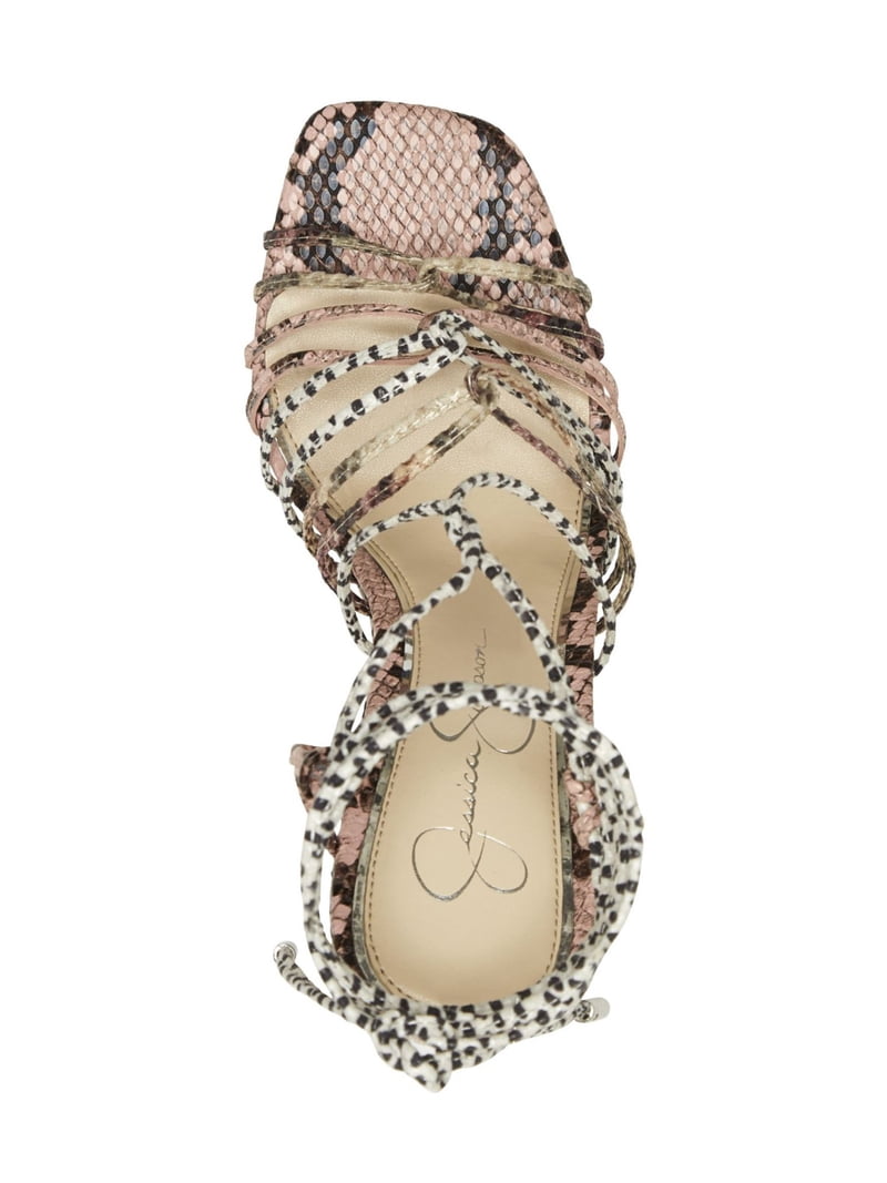 JESSICA SIMPSON Womens Pink Polka Dot Snake Print Comfort Strappy Milaye  Square Toe Sculpted Heel Lace-Up Dress Sandals Shoes 6 M - Walmart.com