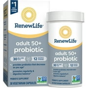 Renew Life Probiotic Adult 50 Plus Supplement, 30 Vegetarian Probiotic Capsules, 30 Billion CFU