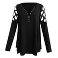 thumbnail image 4 of Black Womens Tops Women Lady's Tops V Neck Hollow Sleeve Rhinestone Solid Blouse Tunic T-Shirt T Shirts for Women, 4 of 4