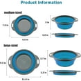 thumbnail image 4 of BYXAS Collapsible Colander Set of 2 Silicone Kitchen Strainer Set, Perfect for Draining Pasta, Vegetable and fruit for Kitchen and Travel Use (Blue), 4 of 6