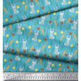 thumbnail image 2 of Soimoi Poly Georgette Fabric Leaves,Carrot & Rabbit Kids Printed Fabric 1 Yard 42 Inch Wide, 2 of 3