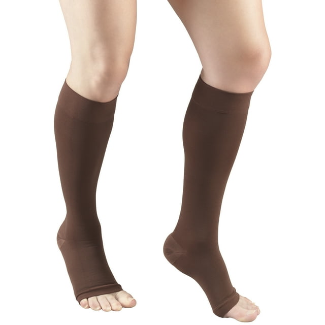 Truform Knee High Stockings, Open Toe: 20 - 30 mmHg, Brown, 2X-Large