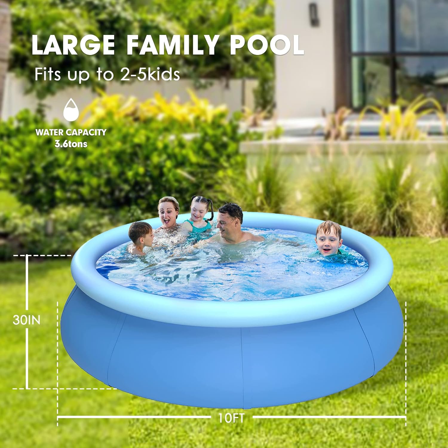 Inflatable Swimming Pool, Swimming Pool for Adults, Inflatable Top Ring Pool, Blow Up Pool for Kids, Family Pools for Backyard, Above Ground Pool