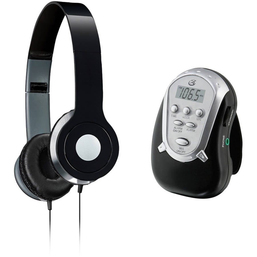 GPX R300 Portable AM/FM Armband Radio and iLive IAH54 OnEar Headphones
