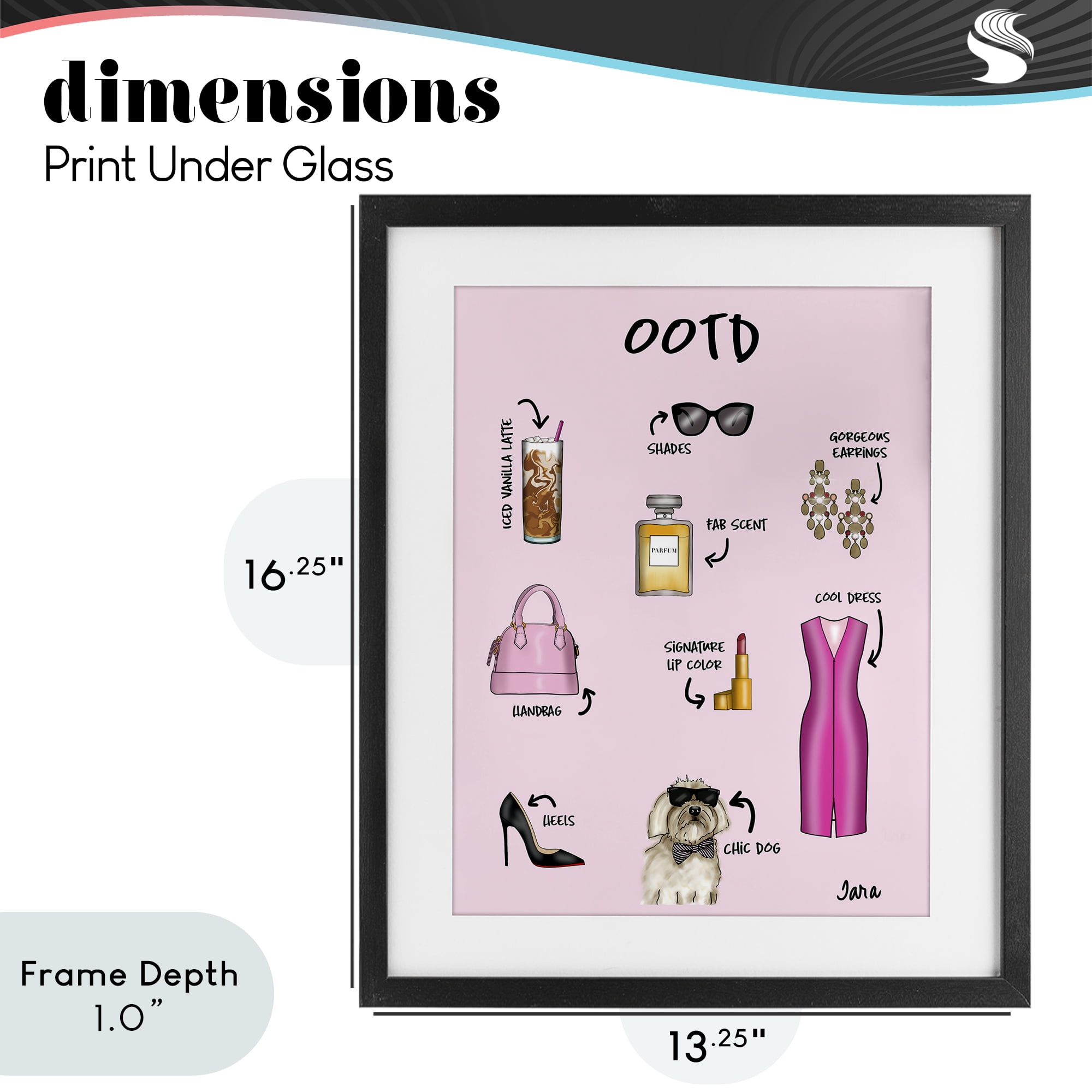 Stupell Industries Feminine Glam Outfit of the Day Black Framed Print Under Glass, design by Tara Boone