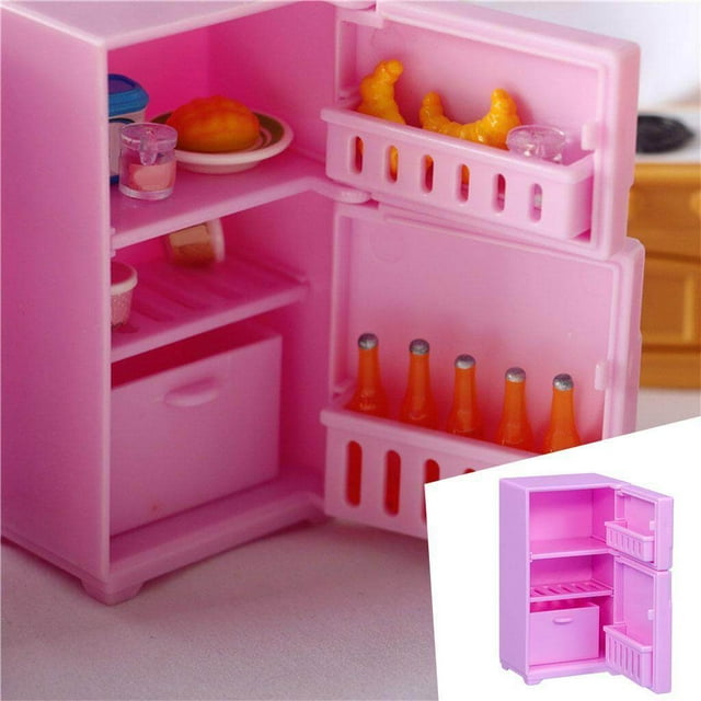 Mini Refrigerator Decoration Fashion Furniture Model for Set Photography 1:6 Dollhouse Pink
