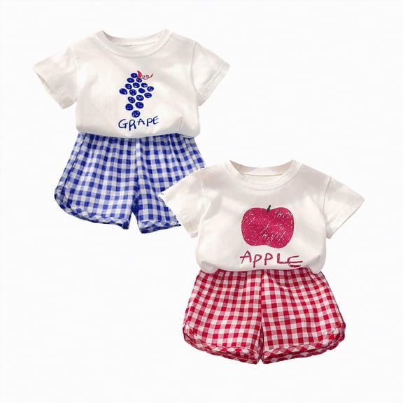 Girls' Clothing Sets Size 8 Baby Girl Summer Short Set Female Cute T-Shirt Shorts 4pcs Clothes Outfits