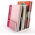 thumbnail image 1 of Clear Acrylic File Sorter, 3 Sections Desk Plastic File Folder Rack, Clear Office File Organizer for Document Paper Letter Book Envelope Laptop Makeup Eye Shadow Palette Mail Electronic Purse, 1 of 6
