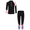 thumbnail image 1 of Ocealan Kids Girls 2Pcs Rash Guard Swimsuit Zipper Swim Tops Bathing Suit with Pants Long Sleeve Wetsuit Black 110, 1 of 5