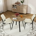 thumbnail image 2 of KATBOC 35.43in Round Dining Table Set for 2, 1 Dining Table with 2 PU Chairs, Rustic Brown MDF Tabletop and Metal Legs, Industrial Style for Kitchen Dining Room, Small Space, Beige1, 2 of 7
