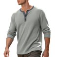 thumbnail image 5 of Lzobxe Shirts for Men Long Sleeve Waffle Henley Casual Henley,Size S-3XL, 5 of 8