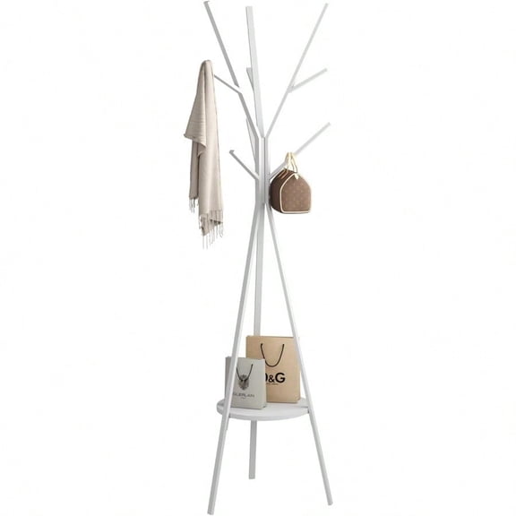 Coat Rack Hat Stand Free Standing Display Hall Tree Metal Hat Hanger Garment Storage Holder With 9 Hooks For Clothes Hats And Scarves In Black17.72Wx17.72Dx70.87H White