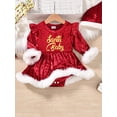 thumbnail image 4 of Okbabeha Newborn Baby Girl Christmas Outfit Clothes 0 3 6 9 12 18 24Month Velvet Romper Dress one-piece Bodysuit Xmas Dress Winter, 4 of 7
