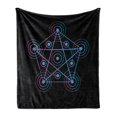 thumbnail image 1 of Pentacle Soft Flannel Fleece Throw Blanket, Line Art Style Gradient Colorful Elements of Geometry Star, Cozy Plush for Indoor and Outdoor Use, 60" x 80", Black Blue and Pink, by Ambesonne, 1 of 6