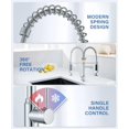 thumbnail image 2 of Erds-style Commercial Robinet de Cuisine Chromé avec Pulvérisateur Rétractable - Fonction Double Stream & Vaporisateur, Robinet à Poignée Unique à Arc Élevé, Installation Facile Robinet d'Évier en Acier Inoxydable, Rotation à 360°, Résistant aux Empreintes Digitales, 2 of 4