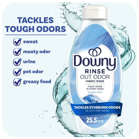 Downy Rinse Out Odor Laundry Rinse, Tackles Tough Odors and Refreshes, Ocean Mist Scent, 25.5 fl oz
