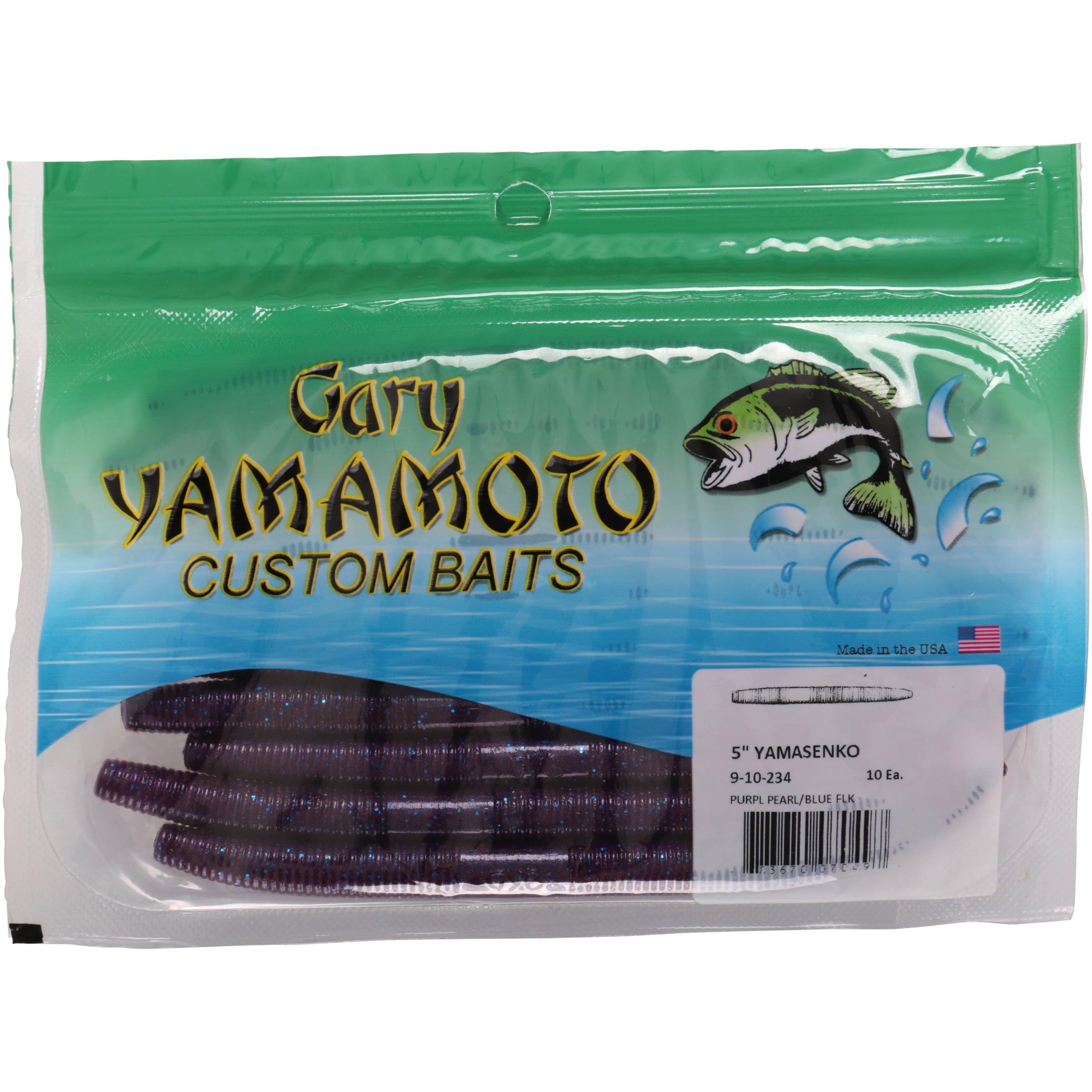 Gary Yamamoto Custom Baits Purple Pearl/Blue Flake 5 Yamasenko 10 ct Bag 